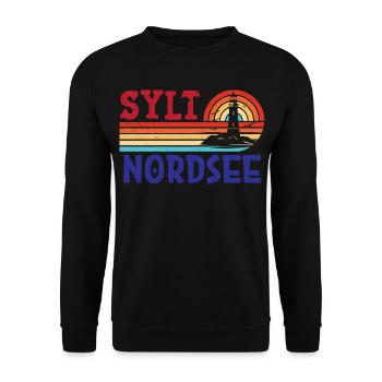 North Sea Holiday SYLT NORTH SEA ISLAND Fun - Unisex Sweatshirt - black - Front - Alina (178cm) & Michal (187cm)