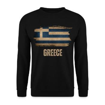 Drapeau grunge de la Grèce, j’adore la Grèce - Sweat-shirt Unisexe - noir - Devant - Alina (178cm) & Michal (187cm)