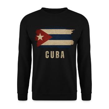 Grunge flag of Cuba, proud Cuban - Unisex Sweatshirt - black - Front - Alina (178cm) & Michal (187cm)
