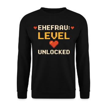 Wife Level Unlocked Funny Gamer Nerd - Unisex Sweatshirt - black - Front - Alina (178cm) & Michal (187cm)