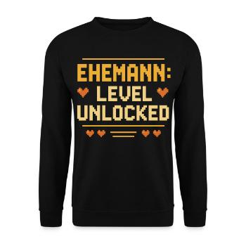 Ehemann Level Unlocked Gamer Lustig Heirat Liebe - Unisex Pullover - Schwarz - Vorne - Alina (178cm) & Michal (187cm)
