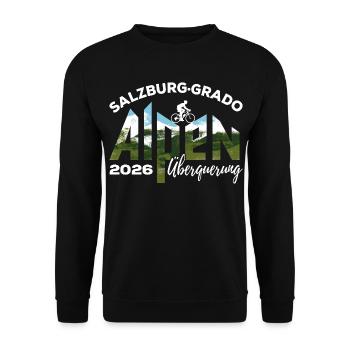 Alpenüberquerung 2026 Salzburg Grado Fahrrad - Unisex Pullover - Schwarz - Vorne - Alina (178cm) & Michal (187cm)