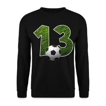 NON. 13 NUMÉRO 13 FOOTBALL 13E ANNIVERSAIRE - Sweat-shirt Unisexe - noir - Devant - Alina (178cm) & Michal (187cm)