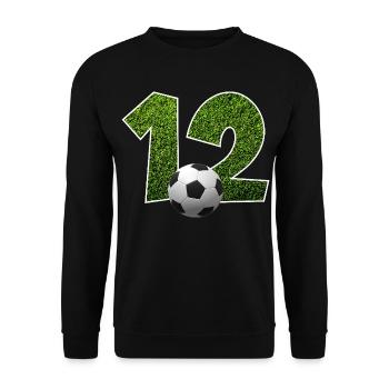 NON. 12 NUMÉRO 12 FOOTBALL 12E ANNIVERSAIRE - Sweat-shirt Unisexe - noir - Devant - Alina (178cm) & Michal (187cm)