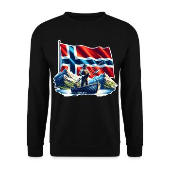 Norvège Pêche - Sweat-shirt Unisexe - noir - Devant - Alina (178cm) & Michal (187cm)