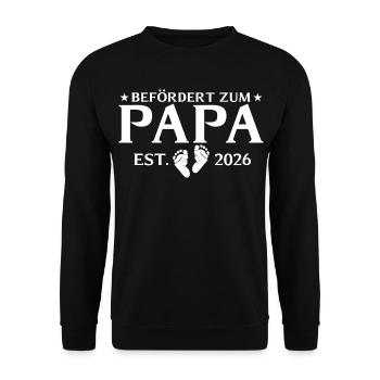 Promoted to Papa est. 2026 Paternity - Unisex Sweatshirt - black - Front - Alina (178cm) & Michal (187cm)