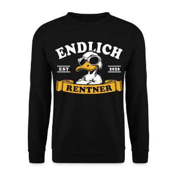 Cartoon Pension 2026 - Retraite - Pension - Sweat-shirt Unisexe - noir - Devant - Alina (178cm) & Michal (187cm)