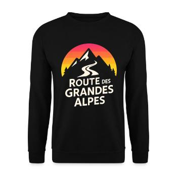 Alps Route Berg Logo - Unisex Pullover - Schwarz - Vorne - Alina (178cm) & Michal (187cm)