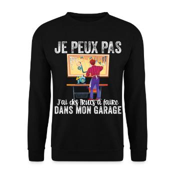 I Can't I Have Stuff to Do in My Garage - Unisex Sweatshirt - black - Front - Alina (178cm) & Michal (187cm)