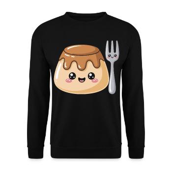 Pudding Mit Gabel - Unisex Pullover - Schwarz - Vorne - Alina (178cm) & Michal (187cm)