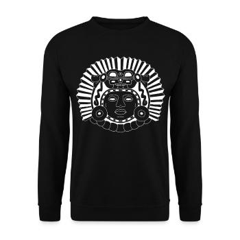 Aztekischer Drachenkönig (Weiß) - Unisex Pullover - Schwarz - Vorne - Alina (178cm) & Michal (187cm)
