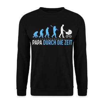 Future papa PAPA À TRAVERS LE TEMPS Drôle - Sweat-shirt Unisexe - noir - Devant - Alina (178cm) & Michal (187cm)
