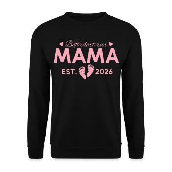 Befördert zur Mama 2026 Mutterschaft - Unisex Pullover - Schwarz - Vorne - Alina (178cm) & Michal (187cm)