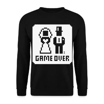 Game Over (mariage, enterrement de vie de garçon, mariés, pixel, NEG W) - Sweat-shirt Unisexe - noir - Devant - Alina (178cm) & Michal (187cm)