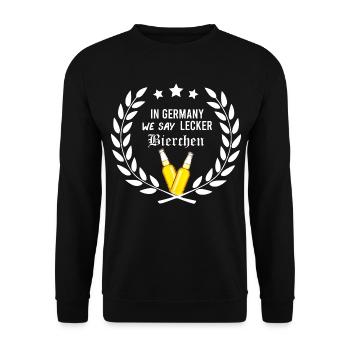 In_Germany_we_say_Lecker_Bierchen_-_geek_ - Unisex Sweatshirt - black - Front - Alina (178cm) & Michal (187cm)