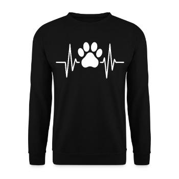 Paw Heartbeat Line Minimalistisches Haustierliebhaber-Design - Unisex Pullover - Schwarz - Vorne - Alina (178cm) & Michal (187cm)
