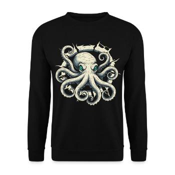 Octopus peeking out of crack - octopus tentacle - Unisex Sweatshirt - black - Front - Alina (178cm) & Michal (187cm)