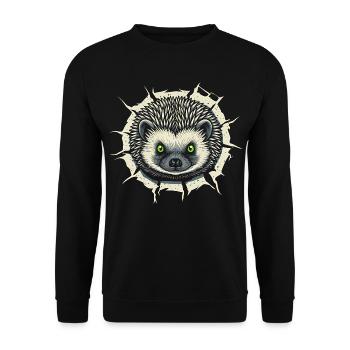 Hérisson mignon jetant un coup d’œil hors de la fissure - Cadeau amusant - Sweat-shirt Unisexe - noir - Devant - Alina (178cm) & Michal (187cm)