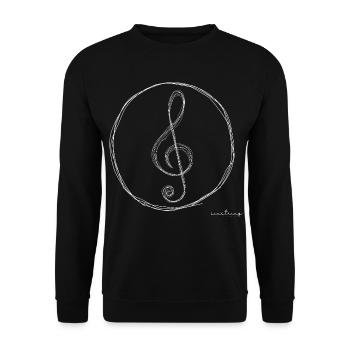 Notenschlüssel Skizze - Unisex Pullover - Schwarz - Vorne - Alina (178cm) & Michal (187cm)