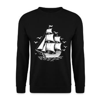 Sailing Sailing Ship Maritim Ahoy - Unisex Sweatshirt - black - Front - Alina (178cm) & Michal (187cm)