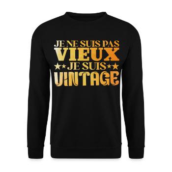 Vintage Old Grandfather Birthday Gift Dad - Unisex Sweatshirt - black - Front - Alina (178cm) & Michal (187cm)
