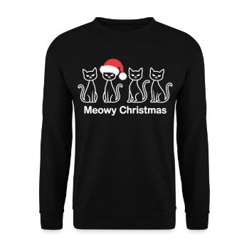 Meowy Noël Chemise de Noël mignonne avec des chats - Sweat-shirt Unisexe - noir - Devant - Alina (178cm) & Michal (187cm)