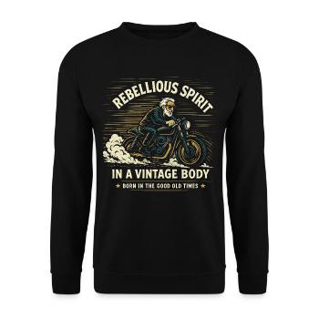 Biker Papa Opa Shirt - Rebellischer Vintage Fahrer - Unisex Pullover - Schwarz - Vorne - Alina (178cm) & Michal (187cm)