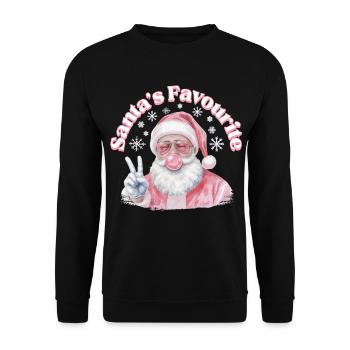Pink Santa Friedenzeichen - Unisex Pullover - Schwarz - Vorne - Alina (178cm) & Michal (187cm)