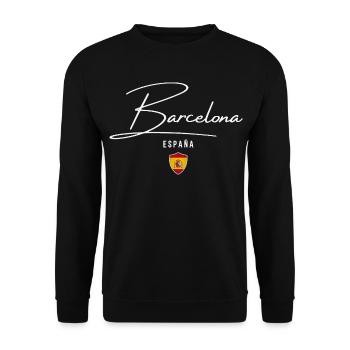 Barcelona, Spanien, elegantes Design - Unisex Pullover - Schwarz - Vorne - Alina (178cm) & Michal (187cm)