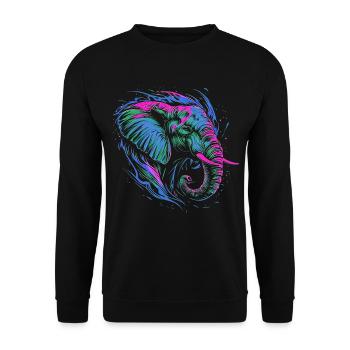Éléphant Afrique Safari Nature sauvage Néon coloré - Sweat-shirt Unisexe - noir - Devant - Alina (178cm) & Michal (187cm)