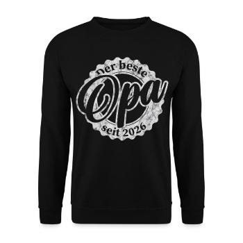 Der Beste Opa seit 2026 - Unisex Pullover - Schwarz - Vorne - Alina (178cm) & Michal (187cm)