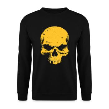 Gelber Totenkopf Kontrast - Unisex Pullover - Schwarz - Vorne - Alina (178cm) & Michal (187cm)