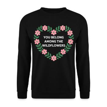 Wildflower Heart Message - Unisex Sweatshirt - black - Front - Alina (178cm) & Michal (187cm)