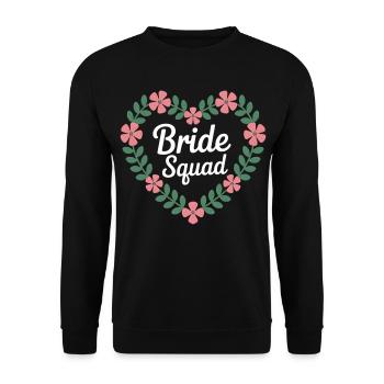 Bride Squad Blumenherz - Unisex Pullover - Schwarz - Vorne - Alina (178cm) & Michal (187cm)