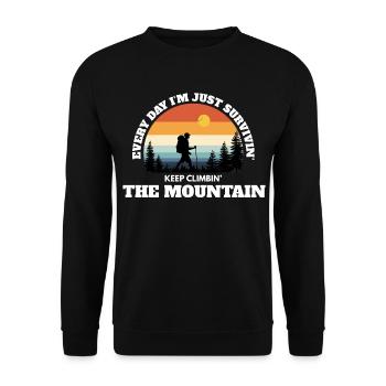 Keep Climbing The Mountain – Deep Adventure Sunset - Unisex Sweatshirt - black - Front - Alina (178cm) & Michal (187cm)