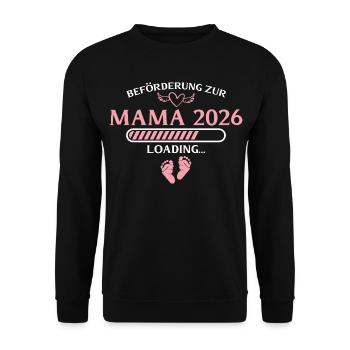 Mama 2026 Schwangerschaftsankündigung Mutter - Unisex Pullover - Schwarz - Vorne - Alina (178cm) & Michal (187cm)