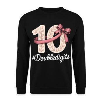 10th Birthday Girl | Double digits fun - Unisex Sweatshirt - black - Front - Alina (178cm) & Michal (187cm)