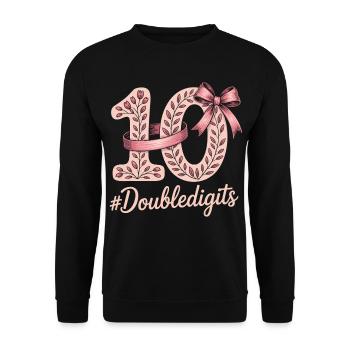 10th Birthday Girl | Double digits fun - Unisex Sweatshirt - black - Front - Alina (178cm) & Michal (187cm)