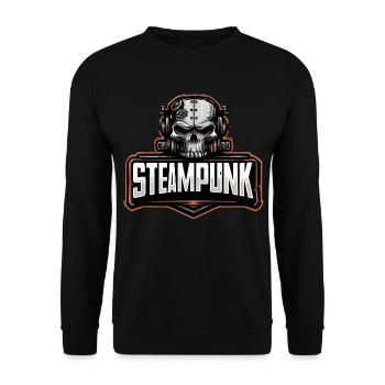 Steampunk Skull – Mechanical Retro Motif - Unisex Sweatshirt - black - Front - Alina (178cm) & Michal (187cm)