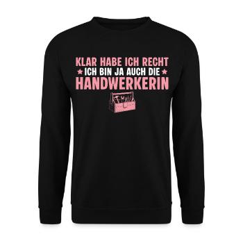 Craftswoman Of course I'm right - do-it-yourselfer - Unisex Sweatshirt - black - Front - Alina (178cm) & Michal (187cm)