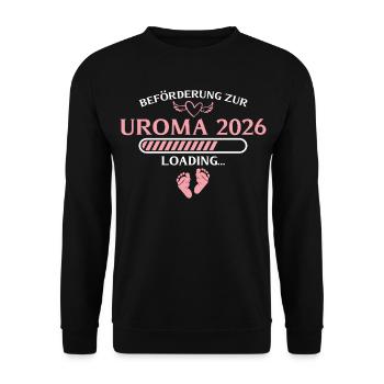 Uroma 2026 Schwangerschaftsverkündung Urgroßmutter - Unisex Pullover - Schwarz - Vorne - Alina (178cm) & Michal (187cm)
