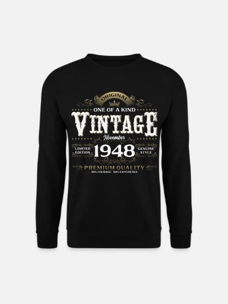 77. Geburtstag Vintage November Jahrgang 1948 - Unisex Pullover - Schwarz