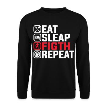 Manger Dormir Combattre Répéter - Conception de combattant MMA - Sweat-shirt Unisexe - noir - Devant - Alina (178cm) & Michal (187cm)