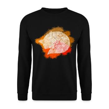 Zentangle Fuchs - Unisex Pullover - Schwarz - Vorne - Alina (178cm) & Michal (187cm)