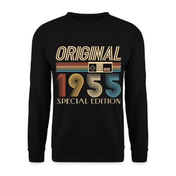 Gamer 70th Birthday 70th Anniversary Original 1955 - Unisex Sweatshirt - black - Front - Alina (178cm) & Michal (187cm)