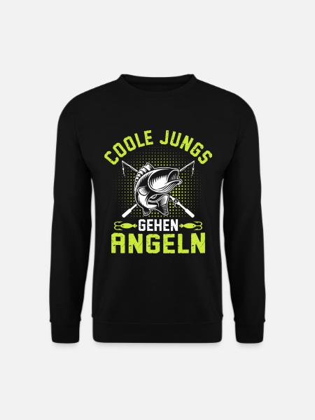 Coole Jungs gehen Angeln Kinder Junge Angel - Unisex Pullover - Schwarz