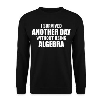 Ich habe heute überlebt, ohne Algebra zu machen - Unisex Pullover - Schwarz - Vorne - Alina (178cm) & Michal (187cm)