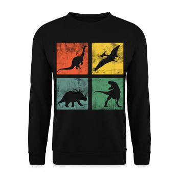 Dinosaur Dino Dinos Tyrannosaurus Triceratops - Unisex Sweatshirt - black - Front - Alina (178cm) & Michal (187cm)