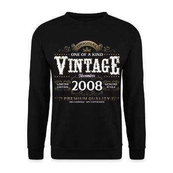 18th Birthday Vintage November Vintage 2008 - Unisex Sweatshirt - black - Front - Alina (178cm) & Michal (187cm)