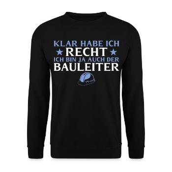 Bauleiter klar habe ich recht - Bauherr - Unisex Pullover - Schwarz - Vorne - Alina (178cm) & Michal (187cm)